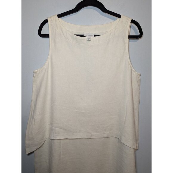 J. Jill Linen White Shift Dress Sleeveless Midi Size MED Layered Coastal Resort - Picture 7 of 8